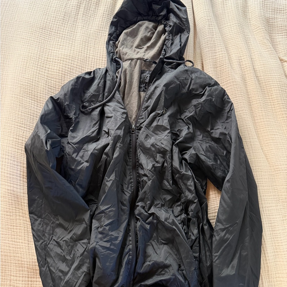 Men's Black Volcom Hooded Windbreaker Jacket